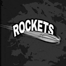 the word rockets is on a black background with a picture of a bullet