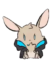 a drawing of a rabbit wearing a jacket and a scarf