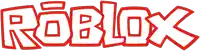 a red and white roblox logo with a white background