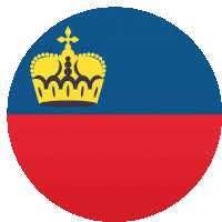 a blue and red flag with a yellow crown on top