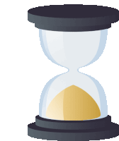 a hourglass with a black base and a white background