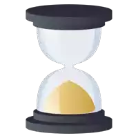 a hourglass with a black base and a white background