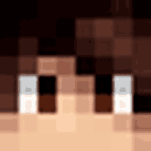 a close up of a minecraft character 's face with brown hair and white eyebrows .