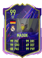 a soccer card with the name madox on the front