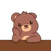 a cartoon drawing of a brown teddy bear with a serious look on his face