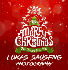 a merry christmas and happy new year greeting card