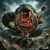 a picture of a snake with a circle around it that says community on it