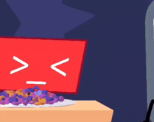 a cartoon illustration of a red box with a face on it