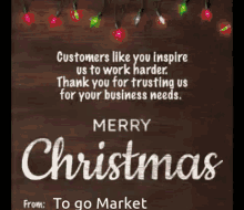 a christmas card from to go market wishing customers a merry christmas