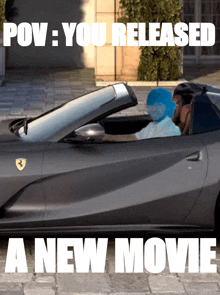 a picture of a man in a car with the words pov you released a new movie