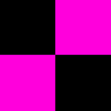 a black and pink checkered background with four squares