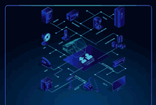 an isometric diagram of a house with appliances such as a vacuum cleaner