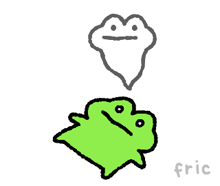 a drawing of a frog with the word fric below