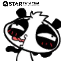 a cartoon of a panda with a star tamil chat logo