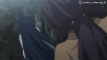 a close up of a person 's face with the words anime universe jp below it