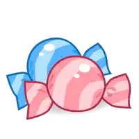 a pink and blue candy wrapped in a blue bow