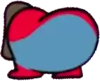 a cartoon drawing of a red and blue heart with a black outline on a white background .