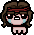 a pixel art drawing of a person wearing a mask and sunglasses .