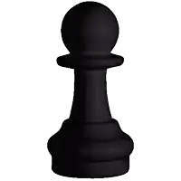 a black chess piece with a ball on top of it on a white background