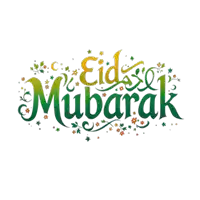 a green and yellow logo for eid mubarak