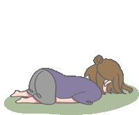 a cartoon of a woman laying on her stomach on the grass