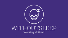 a logo for withoutsleep with a skull in the center