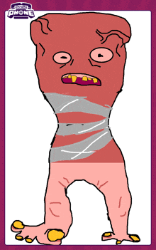 a drawing of a monster with a tomy phone logo