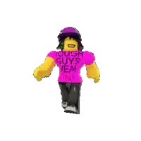 a roblox character wearing a pink shirt that says hello 2yu