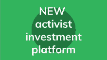 a green background with the words " new activist investment platform " on it