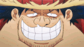 a close up of a cartoon character with a big smile