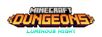 a logo for a video game called minecraft dungeons luminous night