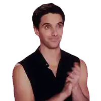 a man without a shirt is clapping his hands
