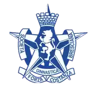 a blue and white logo with the words forza e costanza on it