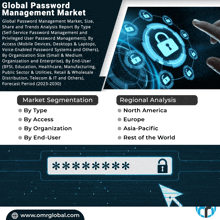 an advertisement for global password management market shows a padlock on a screen