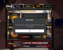 a screenshot of a game that says buy item on it