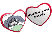 a heart shaped mirror with a picture of a girl and the words muffin you bitch