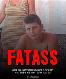 a poster that says fatass on it with a picture of a man