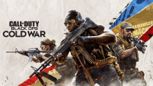 a poster for call of duty black ops cold war shows three soldiers holding guns