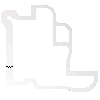 a white drawing of a race track with a checkered flag in the middle