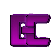 the letter c is purple and has a shadow on it .