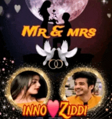 a poster for mr & mrs inno ziddi shows a man proposing to a woman