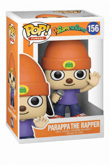 a funko pop of parappa the rapper with a microphone