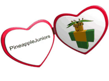 two hearts with pineapple juniors on them