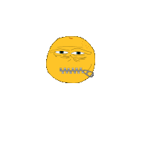 a yellow smiley face with a zipper in its mouth