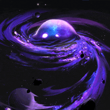 a painting of a galaxy with purple and blue swirls