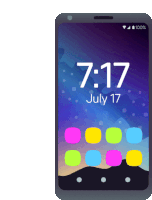 a cell phone displays the time as 7:17 on july 17