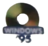 a blurred image of a windows 95 disc