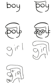 a drawing of a boy and a girl with the words boy and girl below them