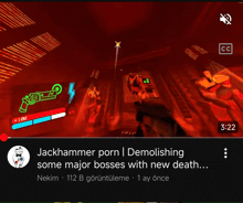 a screenshot of a video game with a caption that says jackhammer porn demonishing some major bosses with new death