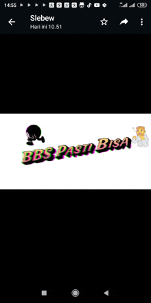 a screenshot of a phone screen showing a bb pasti bisa logo